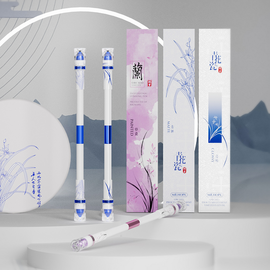 SPINNING PEN - BLUE & WHITE PORCELAIN ORCHID LIMITED COLLECTION