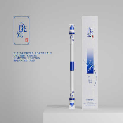 SPINNING PEN - BLUE & WHITE PORCELAIN ORCHID