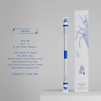 SPINNING PEN - BLUE & WHITE PORCELAIN ORCHID
