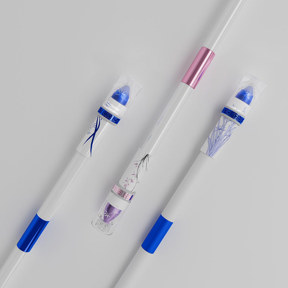 SPINNING PEN - BLUE & WHITE PORCELAIN ORCHID