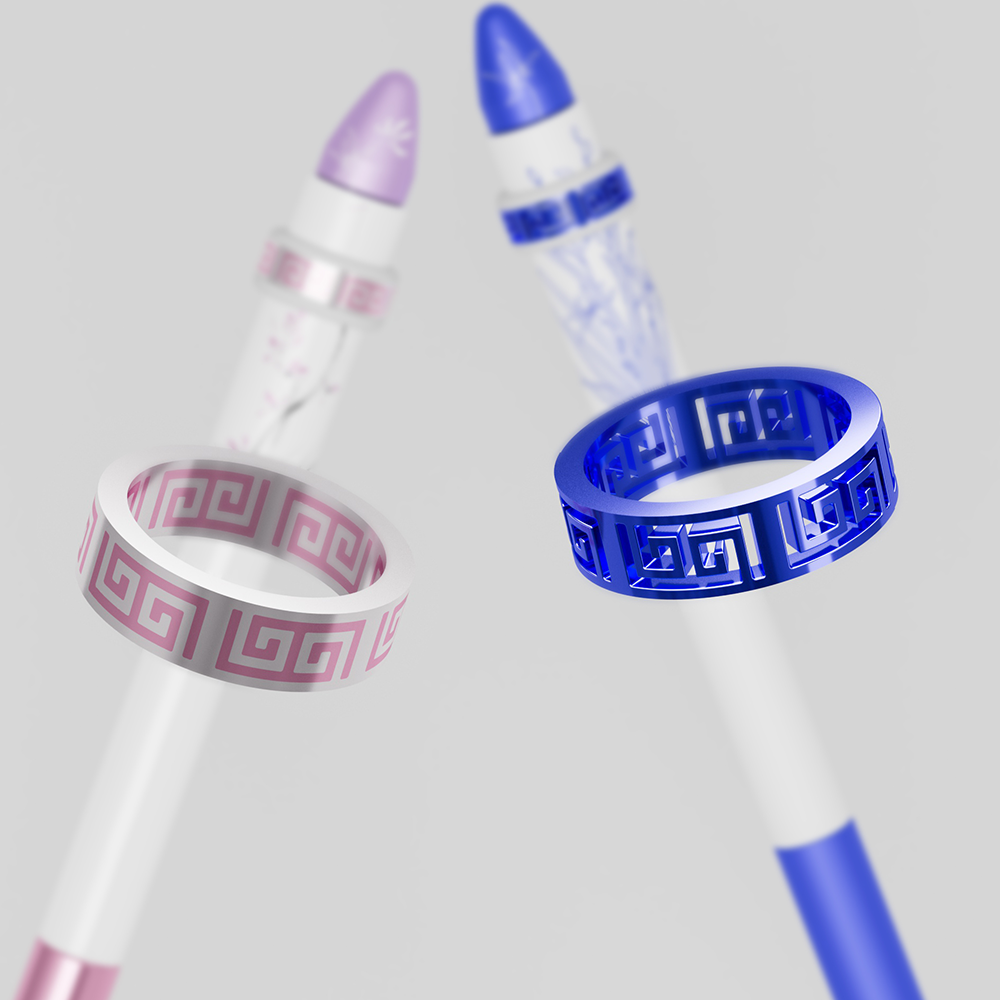 SPINNING PEN - BLUE & WHITE PORCELAIN ORCHID