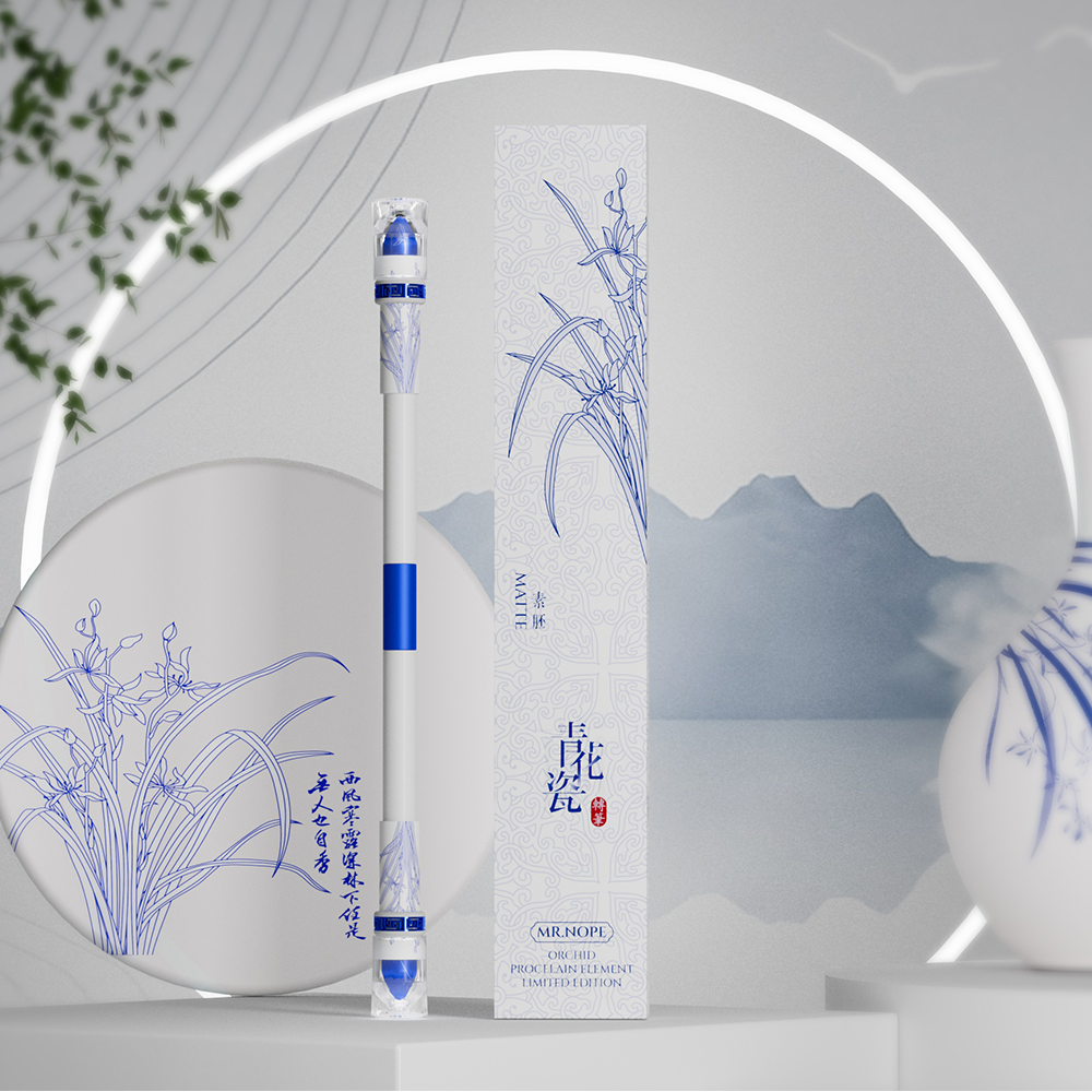 SPINNING PEN - BLUE & WHITE PORCELAIN ORCHID